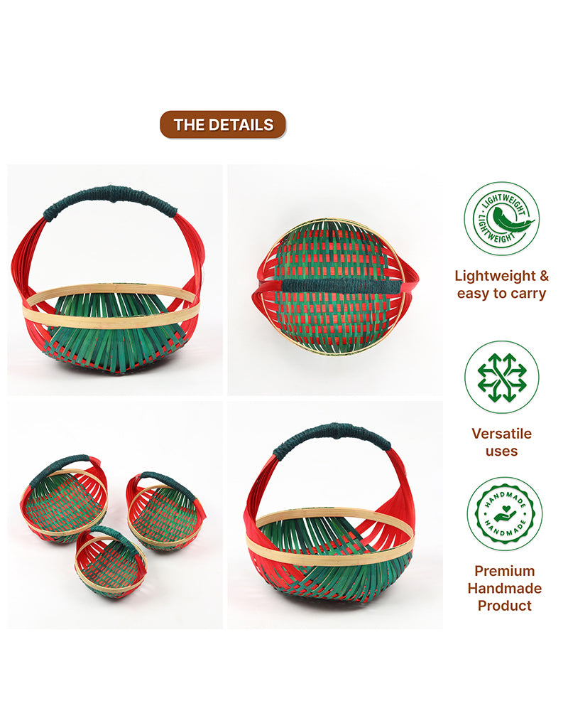 Premium Bamboo Kitchen Basket for Fruit Vegetable Storage and Gift Hampers