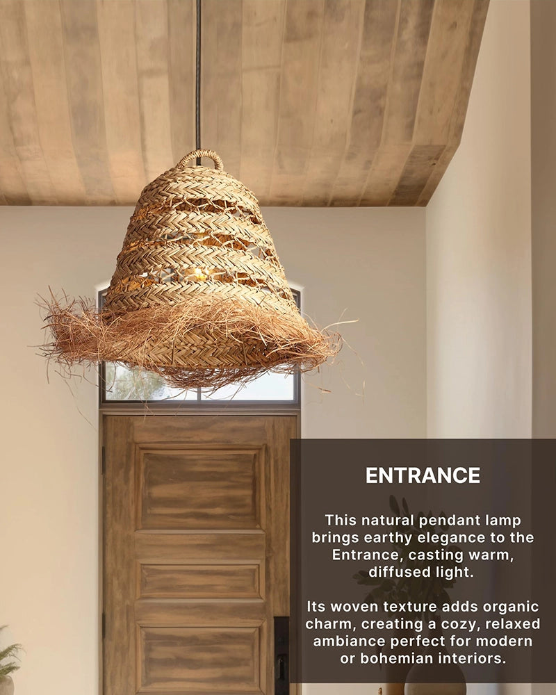 Stylish Seagrass Ceiling Light for Living Space and Dining Area
