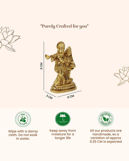 Pure Brass Radhe Krishna Ji Idol for Pooja Needs and Home Decor Showpiece