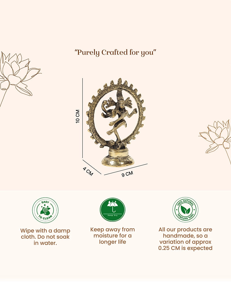 Brass Nataraja Statue of Lord Shiva for Mandir and Elegant Home Decor