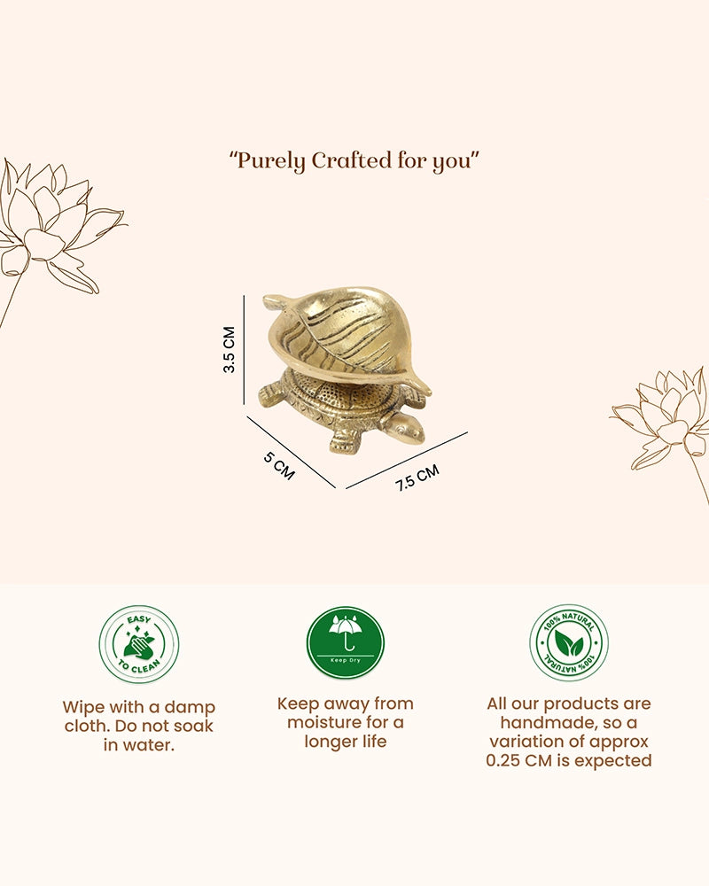 Decorative Brass Turtle Oil Lamp Diya for Puja and Festive Decor