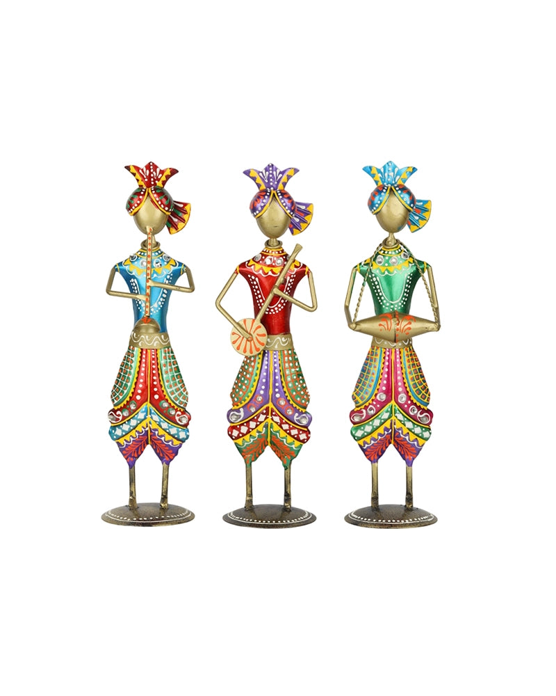 Handcrafted Rajasthani Folk Musician Figurine Set of 3 Home Decor