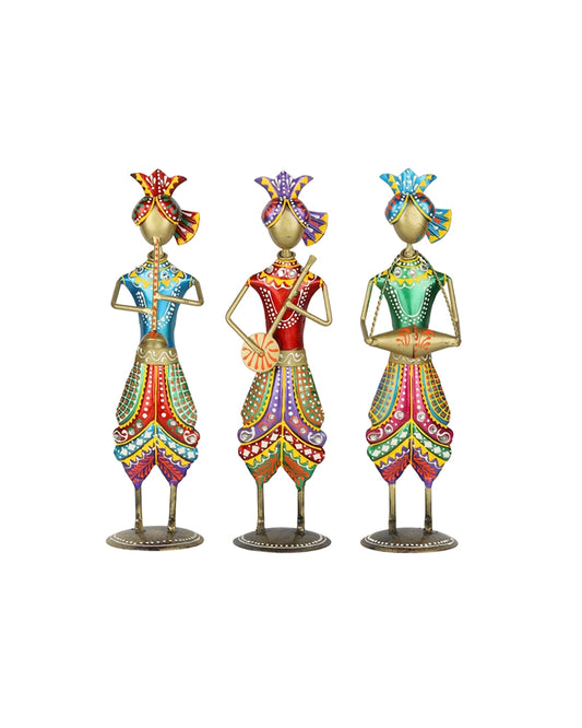 Handcrafted Rajasthani Folk Musician Figurine Set of 3 Home Decor