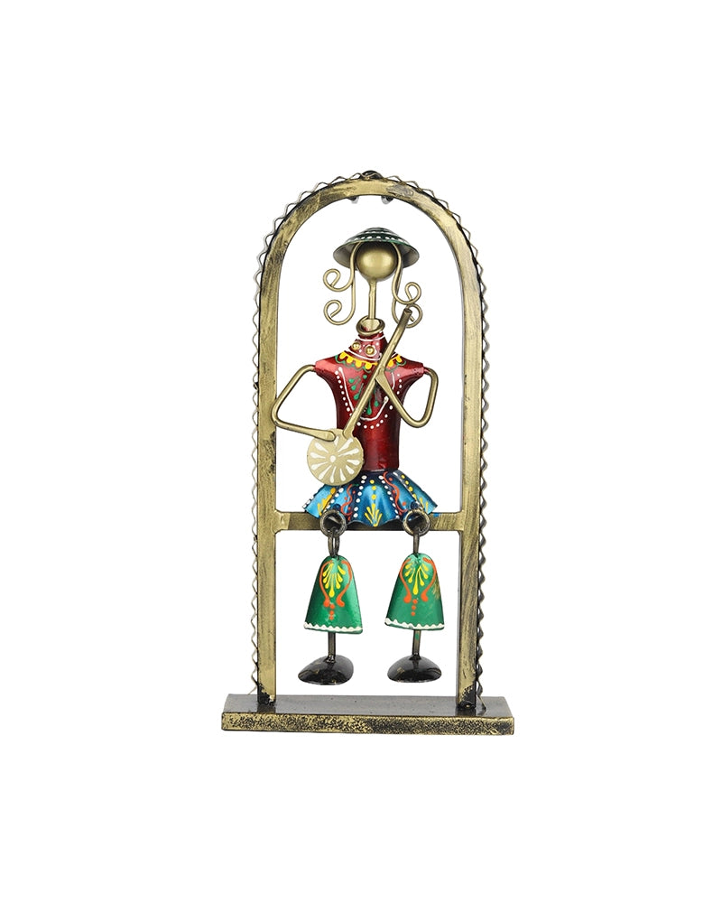 Habereindia Handcrafted Veena Folk Musician Iron Arch Frame Showpiece