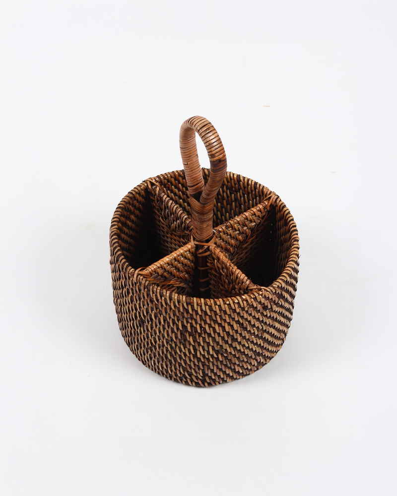Multi-Purpose Rattan Caddy Basket for Kitchen and Living Room