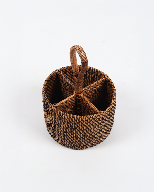 Multi-Purpose Rattan Caddy Basket for Kitchen and Living Room