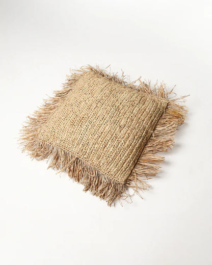 Handcrafted Raffia Cushion for Sofa, Chair, and Home Decor