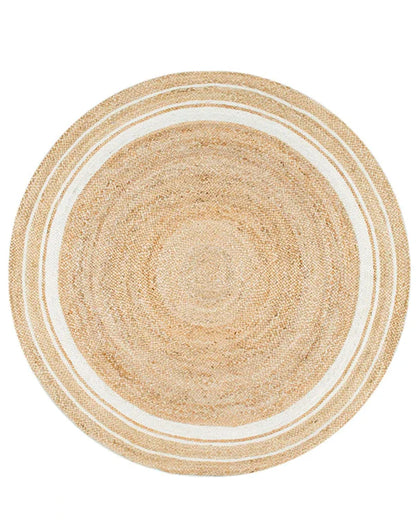 Natural White Round Jute Carpet For Living Room