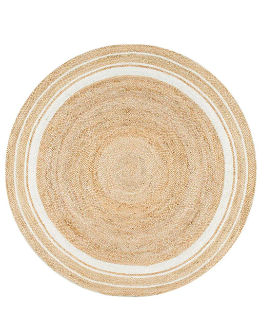 Natural White Round Jute Carpet For Living Room
