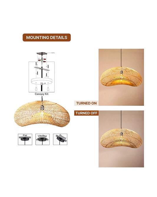 Handmade Rattan Ceiling Light for Home and Balcony