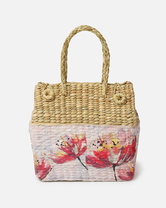 Natural Seagrass Outdoor Food Basket for Picnic, Travel & Meal Storage