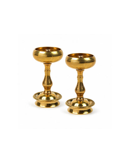 100 % Pure Brass Udupi Nanda Deepam Set for Pooja & Temple Décor