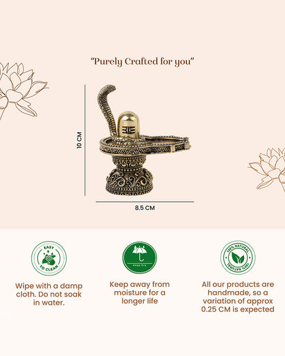 Brass Shivling with Naga Snake Idol Perfect for Pooja and Gifting