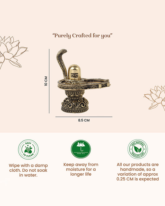 Brass Shivling with Naga Snake Idol Perfect for Pooja and Gifting