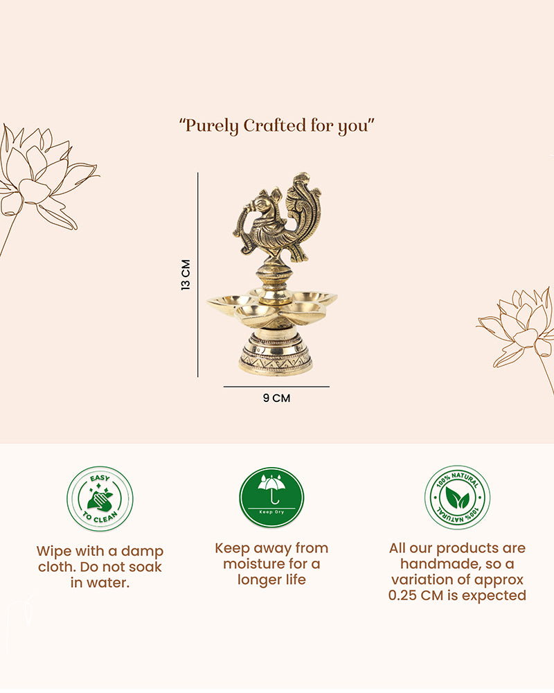 Decorative Brass Peacock Diya Perfect for Pooja and Festive Decor