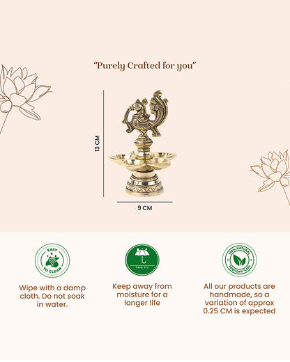 Decorative Brass Peacock Diya Perfect for Pooja and Festive Decor