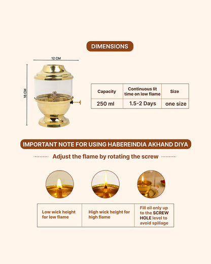 Traditional Akhand Diya for Pooja Room and Mandir Use 250ml