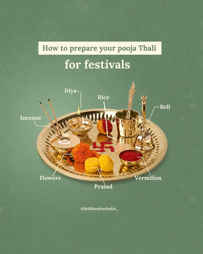 Engraved Brass Pooja Thali (Gold)