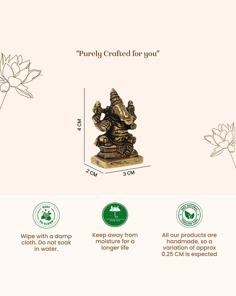 Solid Brass Ganesh Ji Idol for Mandir, Office and Vastu Decoration