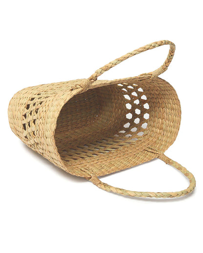 Panier à provisions en jonc de mer naturel (Jali)