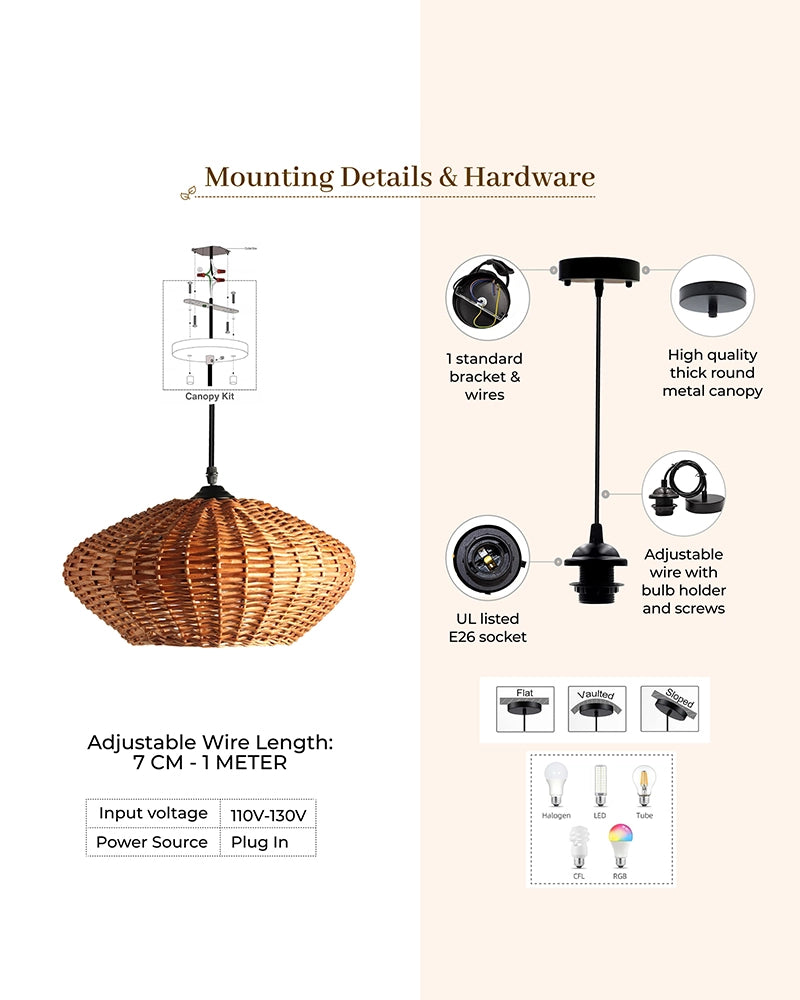 Handmade Wicker Ceiling Light for Home Decor and Lounge