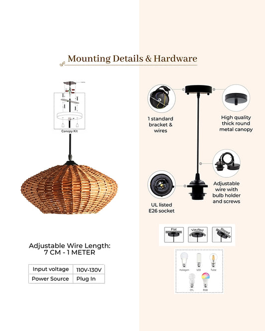 Handmade Wicker Ceiling Light for Home Decor and Lounge