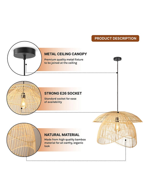 Artistic Bamboo Ceiling Light for Hall and Living Area