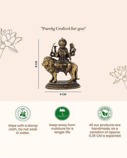 Pure Brass Durga Idol Figurine for Devotion and Spiritual Corners