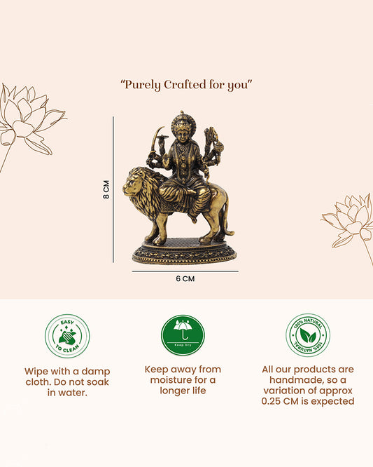 Pure Brass Durga Idol Figurine for Devotion and Spiritual Corners