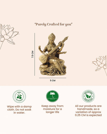 Pure Brass Saraswati Maa Idol for Pooja and Home Decoration