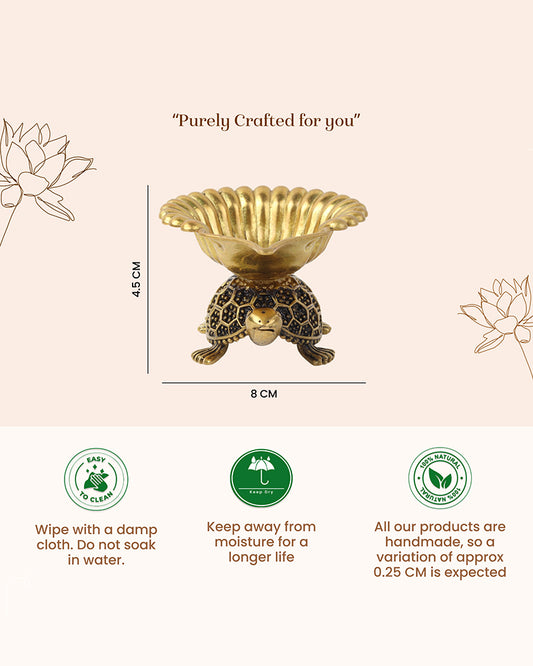 Brass Turtle Pooja Diya Perfect for Spiritual Use and Home Temple Decoration