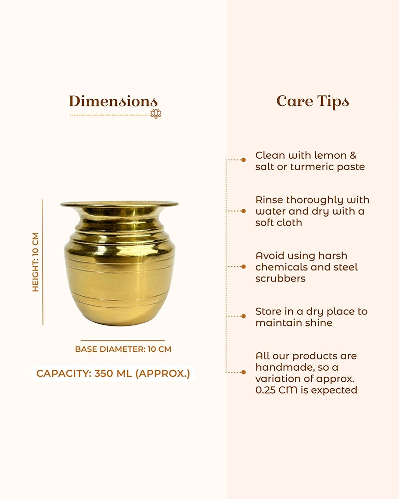 100% Pure Brass Lota for Pooja and Religious Celebrations