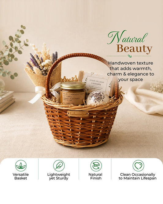 Handcrafted Wicker Round Basket for Fruits, Flowers, and Home Storage