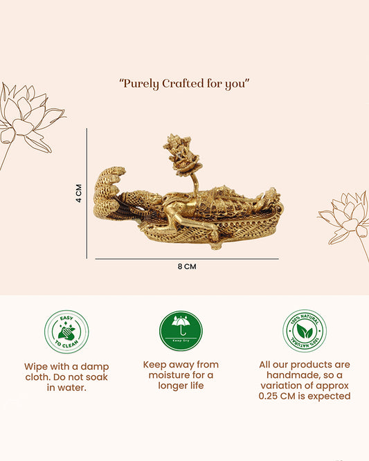 Lord Vishnu Brass Idol on Sheshnag with Shivling and Brahma ji for Pooja