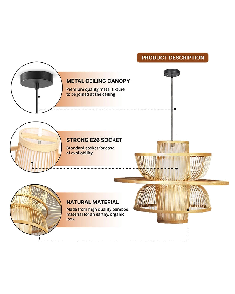 Minimalist Bamboo Ceiling Lamp for Hall and Living Area