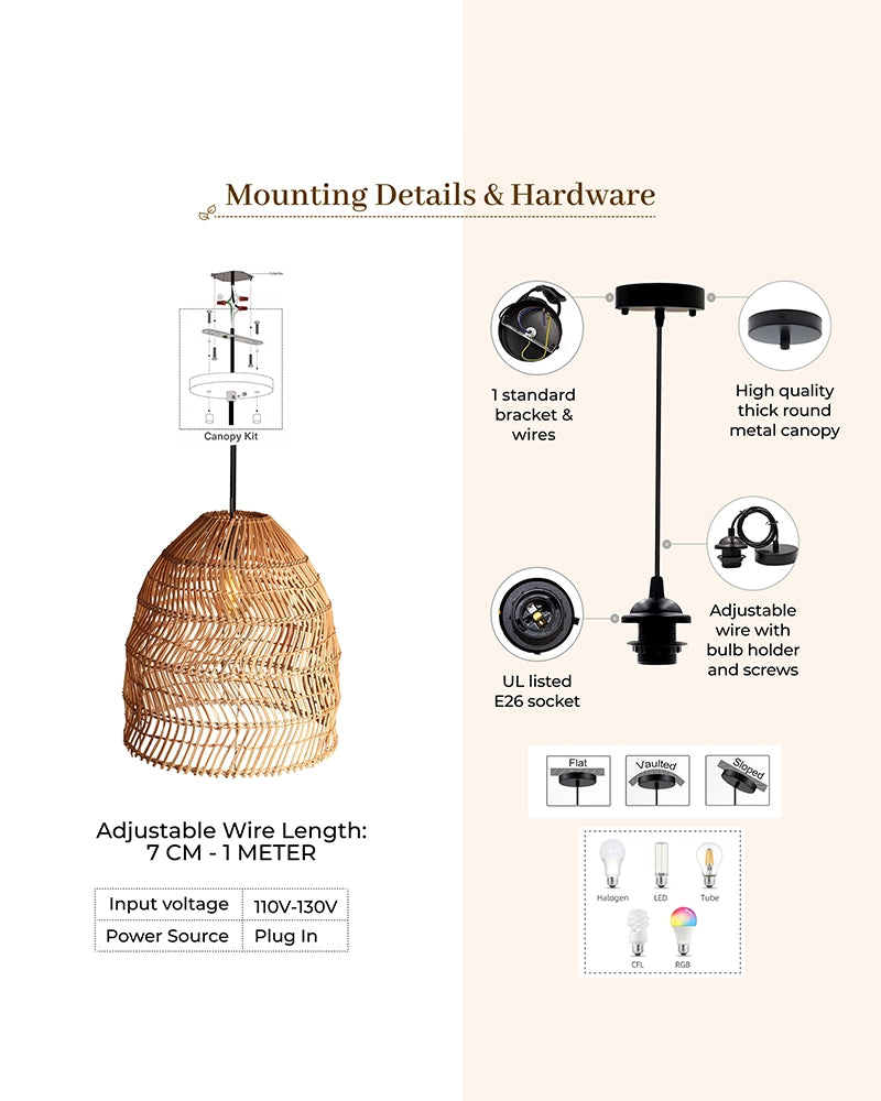 Rattan Ceiling Light for Dining Room and Lounge