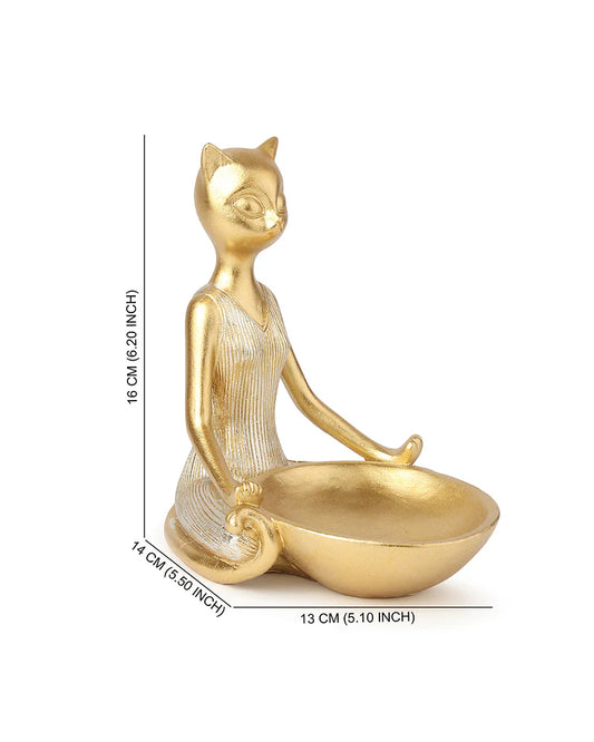 Polypropylene Yoga Cat Showpiece for Home Decor and Living Room