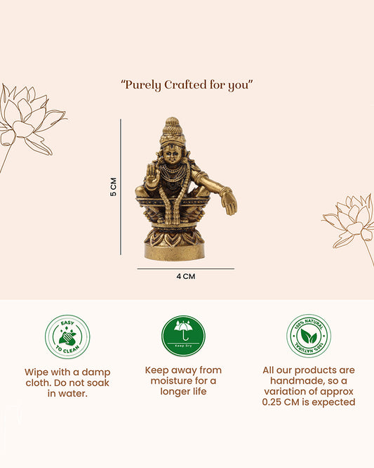 Auspicious Ayyappa Swamy Brass Idol for Pooja Needs and Spiritual Corners