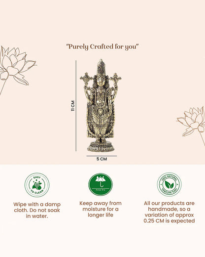 Brass Balaji Standing Idol Figurine for Puja Needs and Home Decor