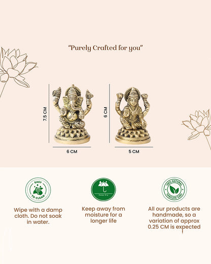 Lakshmi Ji & Ganesha Brass God Idol Set for Pooja, Home Decoration & Auspicious Showpiece