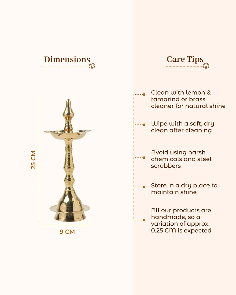 100% Pure Brass Kerala Samai Diya for Pooja Room & Home Décor