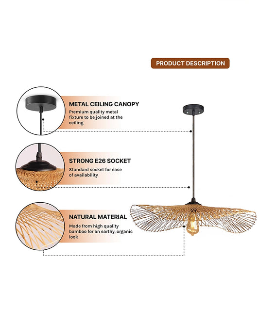 Handmade Bamboo Ceiling Lamp for Living Room Decoration