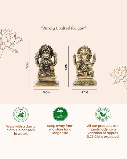 Pure Brass Laxmi Ganesh Idol for Pooja Room and Office