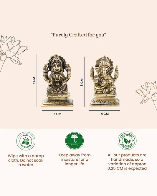 Pure Brass Laxmi Ganesh Ji Idol Set for Traditional Pooja & Showpiece