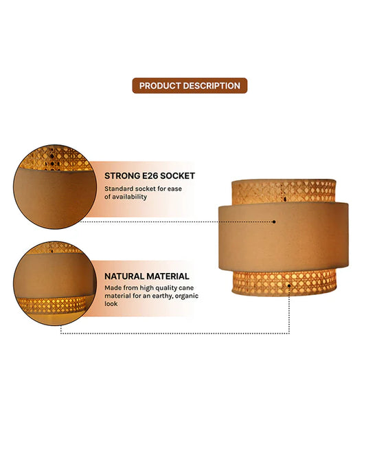 Stylish Rattan Wall Lamp for Balcony and Hall