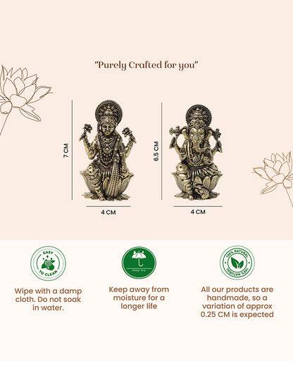 Pure Brass Laxmi Ganesh Ji Idol Set for Traditional Pooja & Showpiece