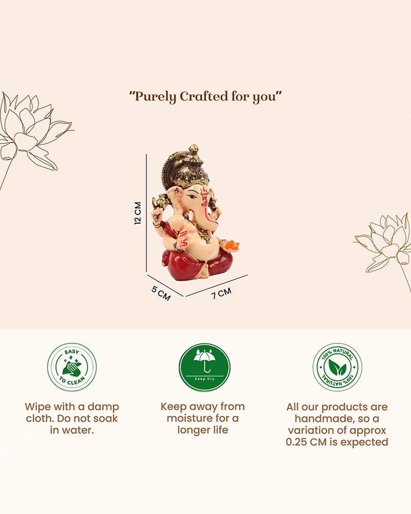 Polyresin Lord Ganesha Murti Multicolor Figurine Showpiece for Home Temple