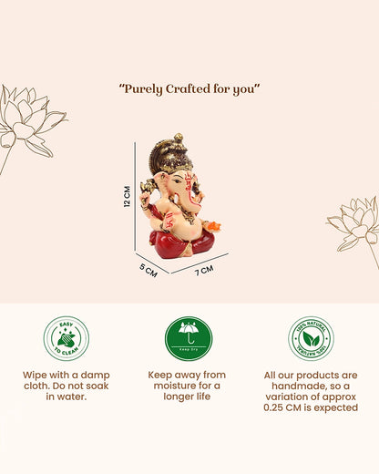 Polyresin Lord Ganesha Murti Multicolor Figurine Showpiece for Home Temple