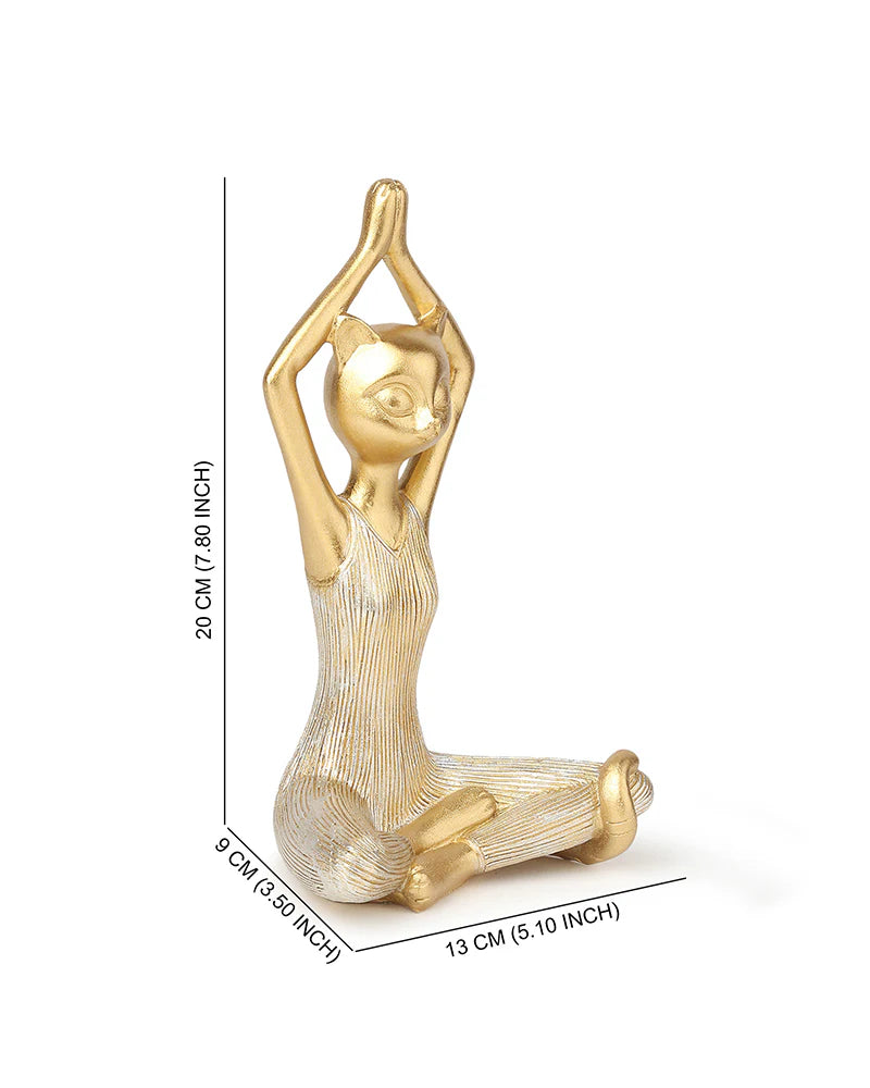Yoga Cat Figurine in Polypropylene for Living Room Decoration