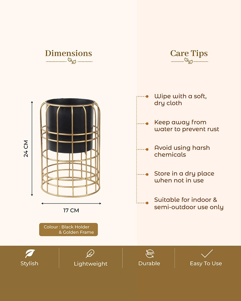 Decorative Metal Plant Pot with Stand for Home & Balcony Garden